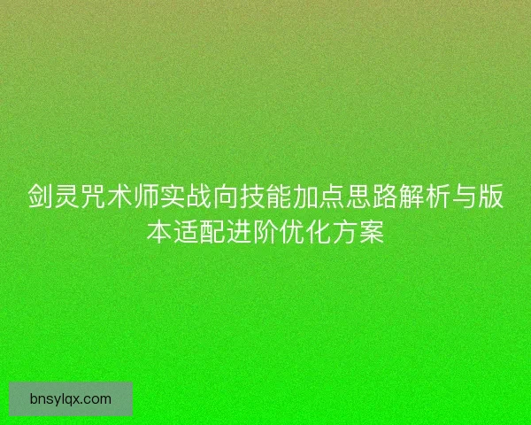 剑灵咒术师实战向技能加点思路解析与版本适配进阶优化方案