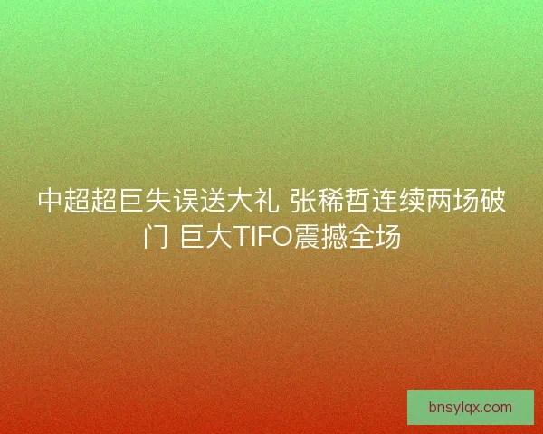 中超超巨失误送大礼 张稀哲连续两场破门 巨大TIFO震撼全场 中超超巨失误送大礼 张稀哲连续两场破门 巨大TIFO震撼全场
