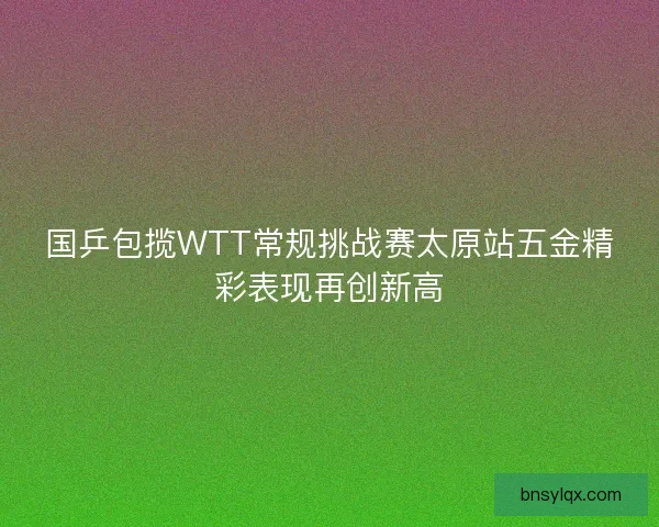 国乒包揽WTT常规挑战赛太原站五金精彩表现再创新高