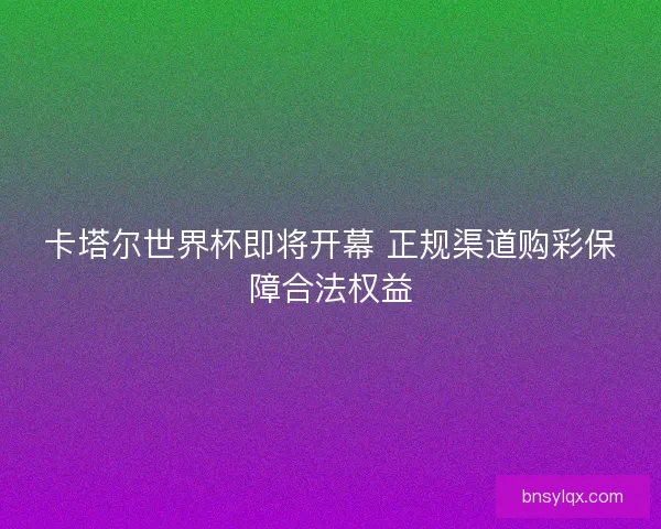卡塔尔世界杯即将开幕 正规渠道购彩保障合法权益