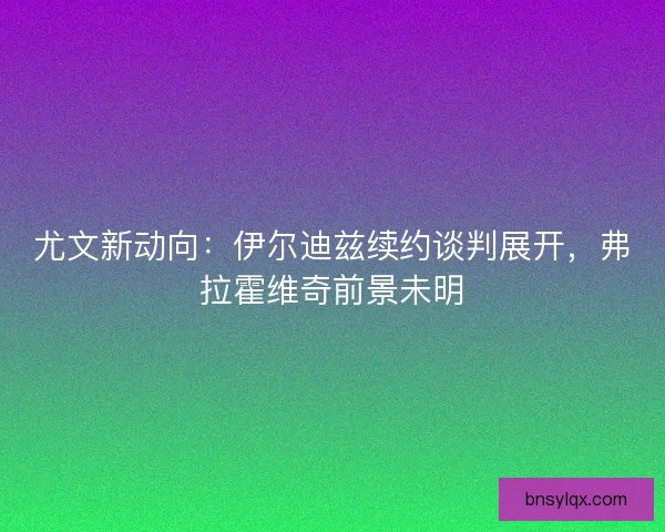 尤文新动向：伊尔迪兹续约谈判展开，弗拉霍维奇前景未明