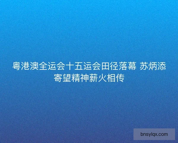 粤港澳全运会十五运会田径落幕 苏炳添寄望精神薪火相传